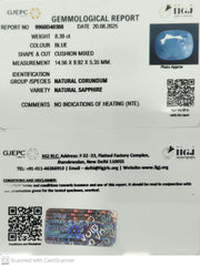 8.39/CT Natural Blue Sapphire with Govt Lab Certificate (16650)